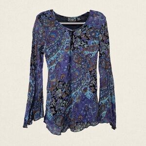 Nostalgia Y2K Floral Sequins Long Bell Sleeves Fairycore Top